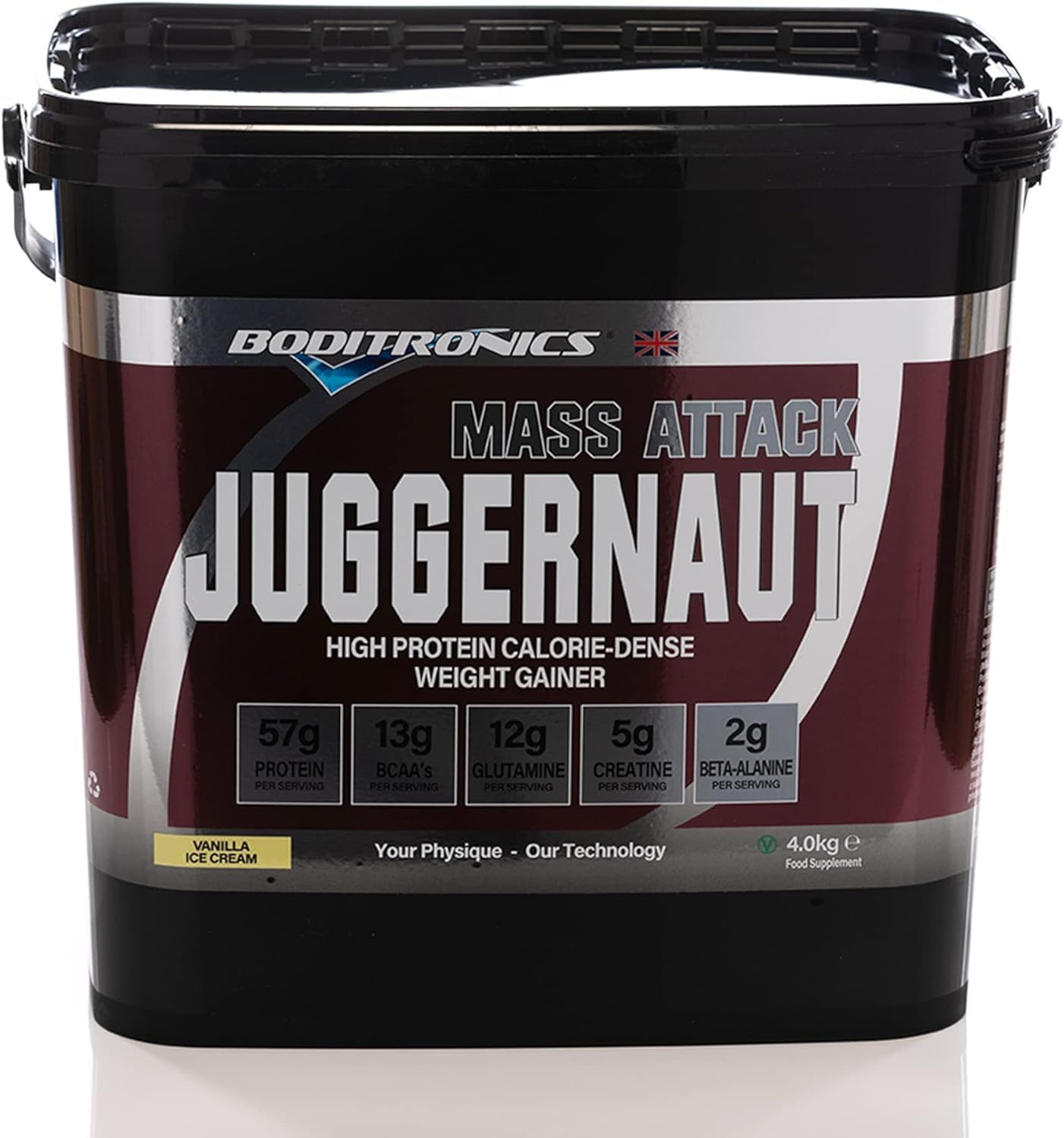 BoditronicsMass Attack Juggernaut Powder for Weight Gainer Powder, All in One Muscle Mass Gainer, High Protein Powder for Men and Women,5g Creatine, BCAA, Glutamine & Beta Alanine (Vanilla Ice Cream)