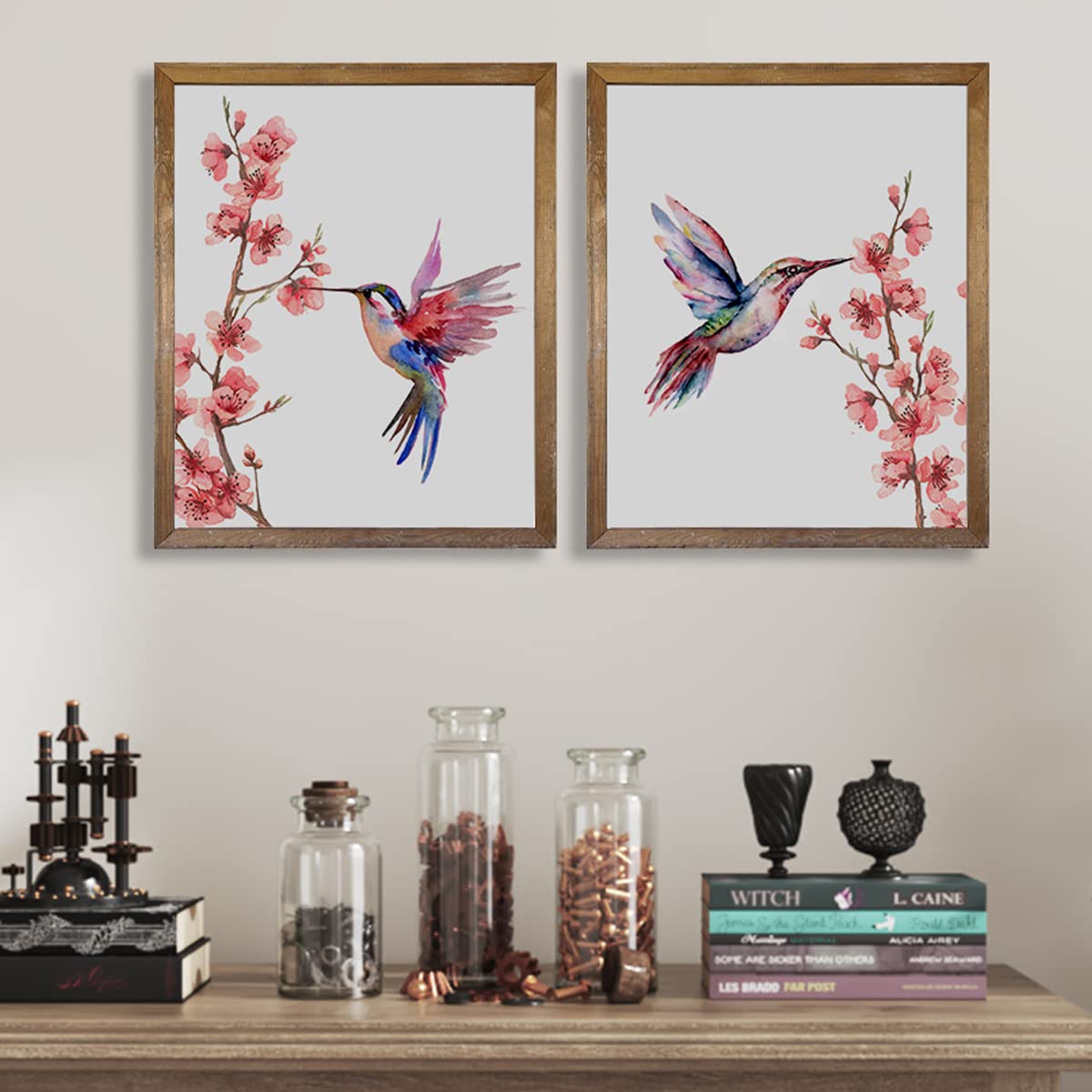 Artery8 Grußkarte 'Kolibri & Kirschblüten' – Handgemaltes Folk-Art Motiv, Blanko-Innen Für Persönliche Nachrichten