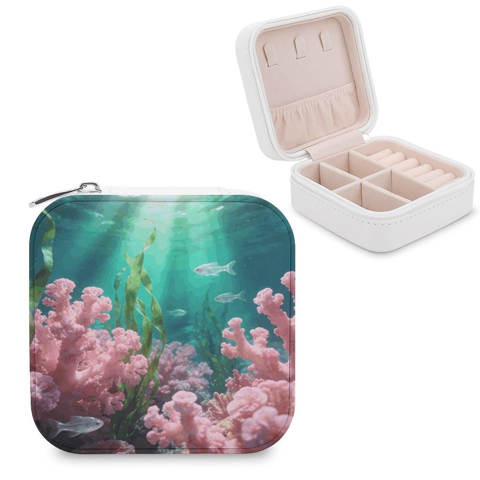 FekiLoot Pink Teal Jewelry Box Exquisite Jewelry Organizer Silver Gold Trinket Storage Case Multi Compartments Cute Earrings Ring Necklace Holder For Woman Household Gift