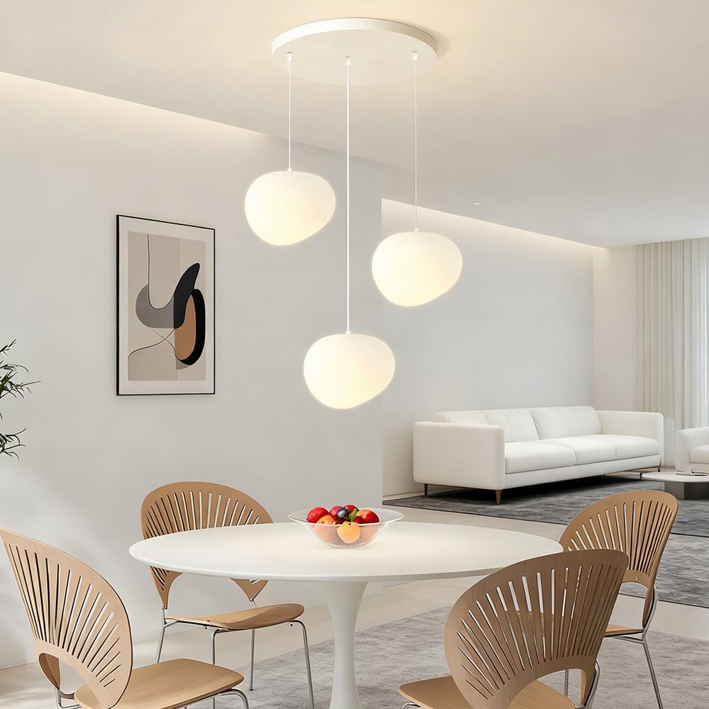 Białe kamyczki wiszące światło z regulacją wysokości żyrandol schodowy duża nowoczesna lampa wisząca na schody długa willa do salonów budynków duplex, 8