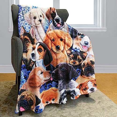 Zomer Kuscheldecke Flauschig Decke 150x200 cm Wohndecke Couchdecke Mikrofaser Sofaüberwurf Tagesdecke weiche warme Sofadecke mit Hunde Motiv