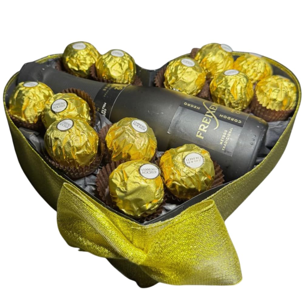 Donda's House® Bombones FERRERO. Cesta Kinder. Regalo original San Valentin. Ferrero Rocher. Bombones Ferrero Rocher. Regalo pareja. Regalos originales mujer, San Valentin, cumpleaños, aniversario.