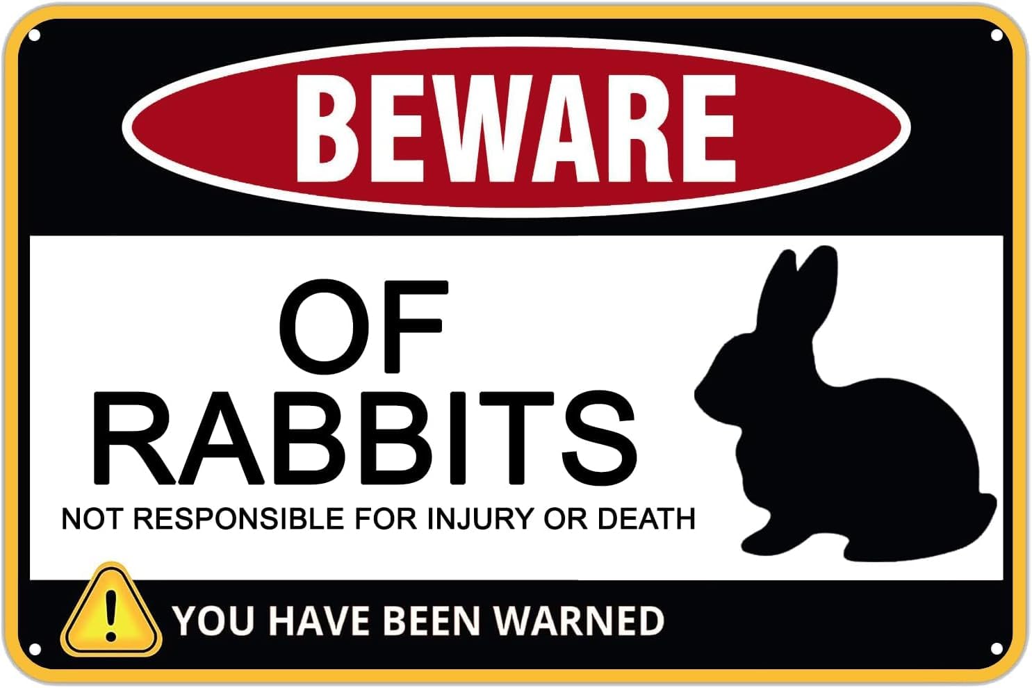 Anceky Warning Tin Sign Beware Of RabbitResponsible For Injury Or Death, Funny Metal Sign Garage Decor, Home Kitchen Wall Decor Farmhouse Yard 8x12 Inch