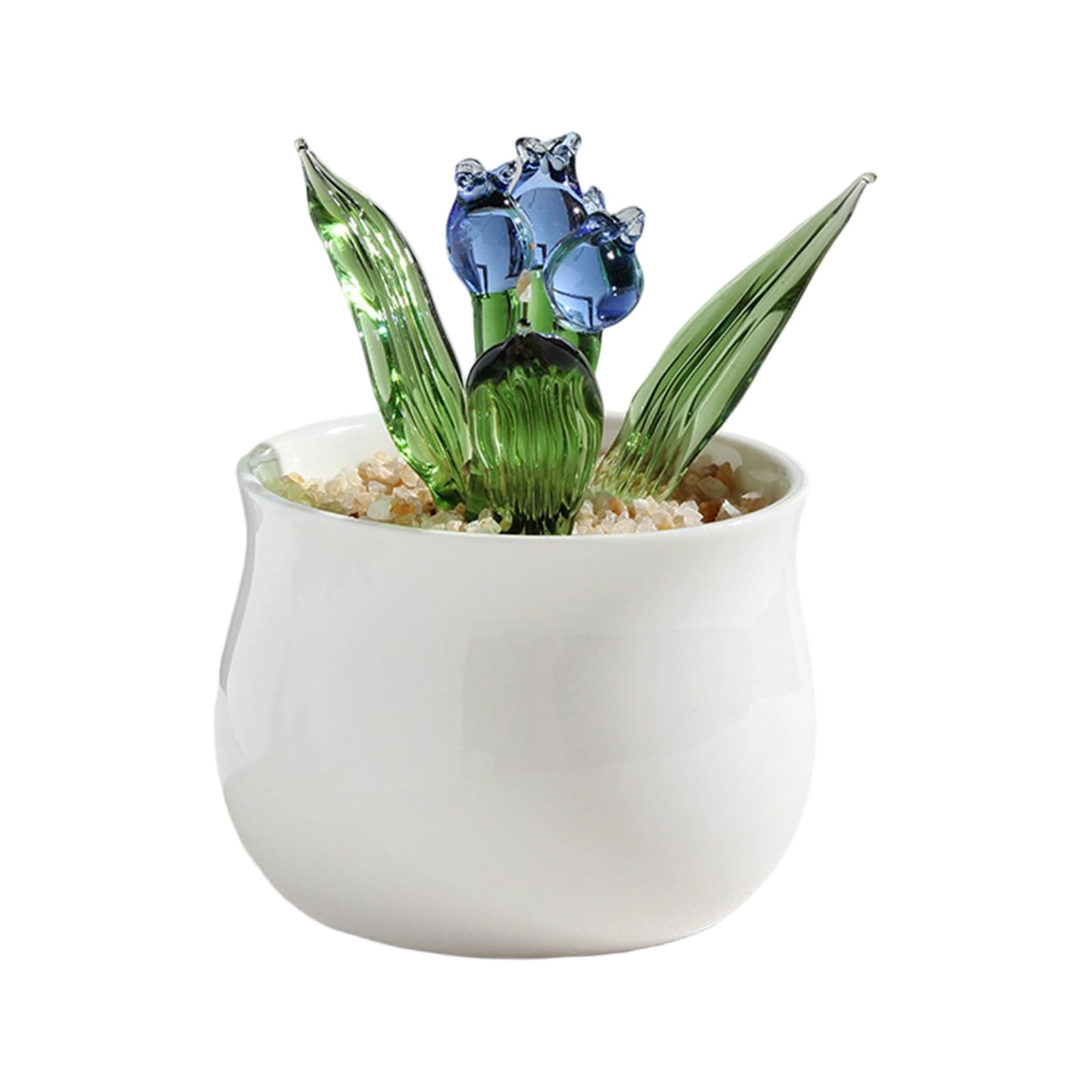 NMFLAB Glass Succulents Potted Plant Statue Miniature Bonsais Decorative Centerpieces for Modern Homes Offices Collectible Gift Crystal Potted Plant Decoration