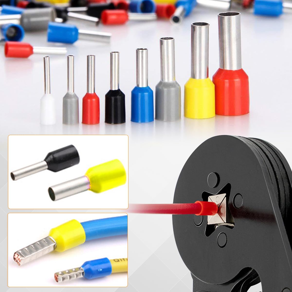 2200Pzs Terminales Eléctricos, OctBird Crimp Terminal con Aislados,Crimpadora Cable Electrico 0,5 mm²-10 mm² con Caja de Surtido, Terminales de Cable Conectores de Engarzado Automotrices