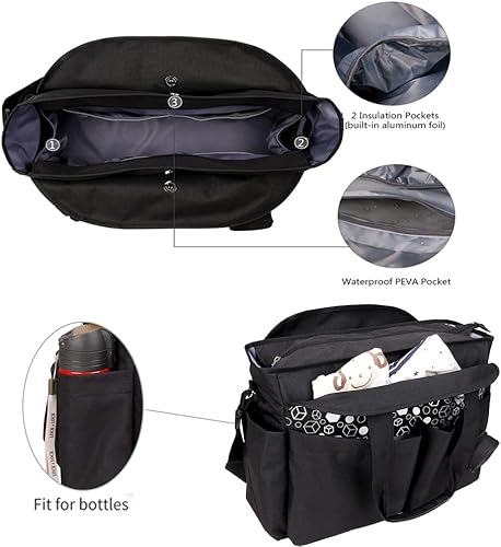 Miniatura 4 de Bolsa de pañales con estuche para chupete y cambiador de estación, bolso de mensajero multifunción para fin de semana, bolsa de bebé
