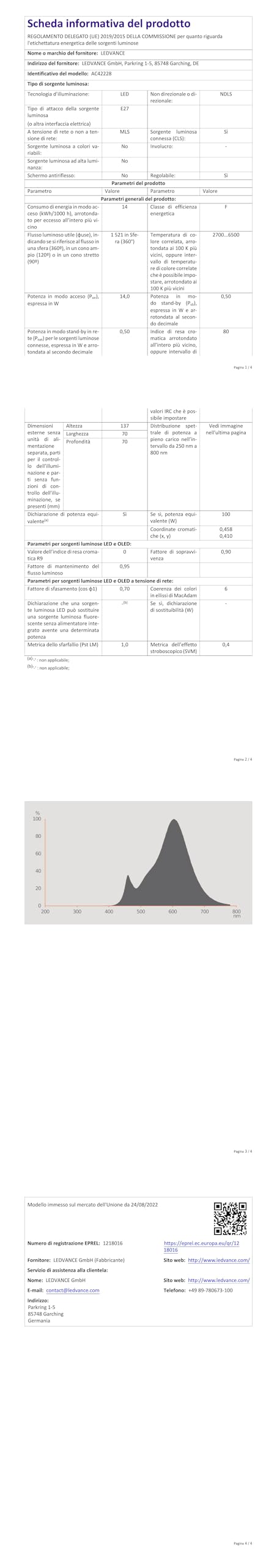LEDVANCE Lampada LED intelligente con tecnologia WiFi, E27-base ottica opaca,Colore della luce modificabile (2700K-6500K), 1521 Lumen, sostituzione delle lampade 100W, 3-Confezione