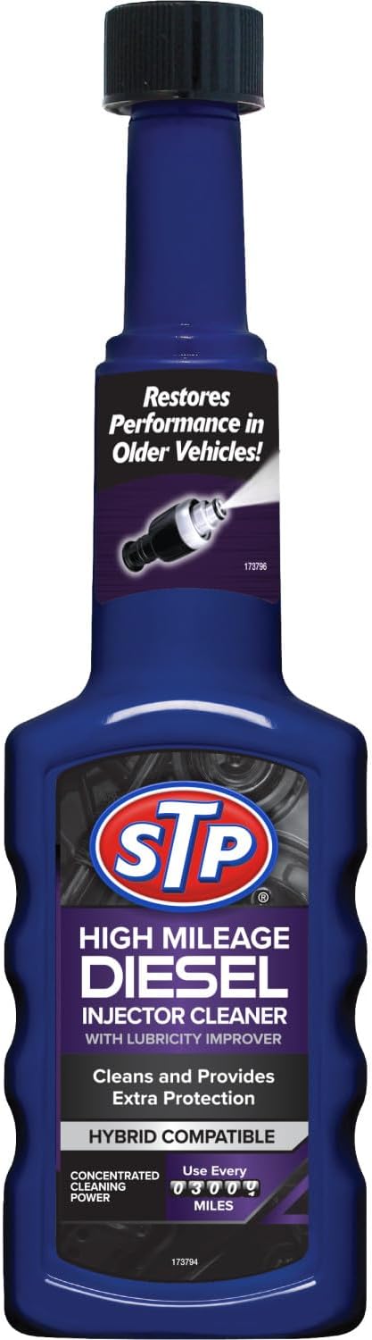 STP Diesel High Milage Injector Cleaner 200 ml, Cleans and Protects your Engine for 300 miles, Enhances Fuel Economy, Mechanical Car Cleaning Products, Concentrated Cleaning Formula, Made in the UK