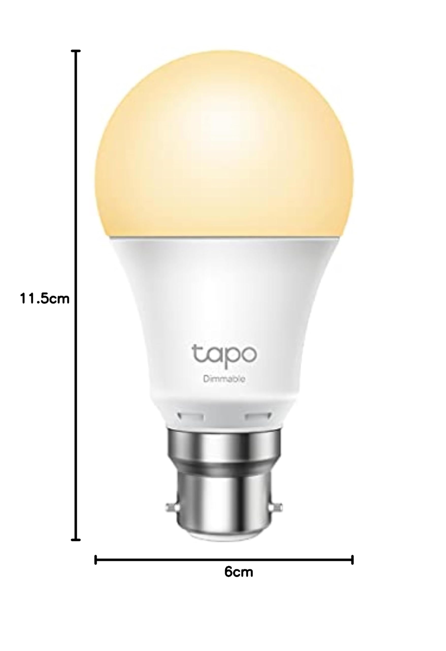 TP-Link Tapo Smart Bulb, Smart Wi-Fi LED Light, B22, 8.7W, Energy saving, Works with Amazon Alexa and Google Home, Dimmable Soft Warm White, No Hub Required (Tapo L510B) [Energy Class F]