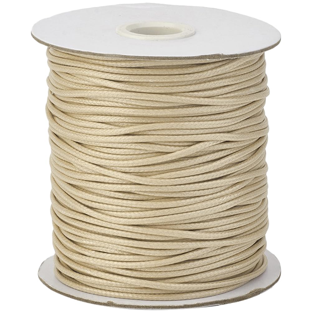 175 iarda 0.5MM Beige Corda per Macramè Corda In Poliestere Cerato Filo di Cera Treccia Rotonda Cordino Intrecciato Kumihimo Morbido e Liscio Cordini per Perline per La Creazione di Gioielli