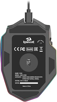 Redragon M813 Wired RGB Gaming Mouse with 4D Dual Mode Scroll Wheel Optical Ergonomic Gamer Mouse up to 16,000 DPI High Precision Sensor 3333 7 Macro Buttons Software Support