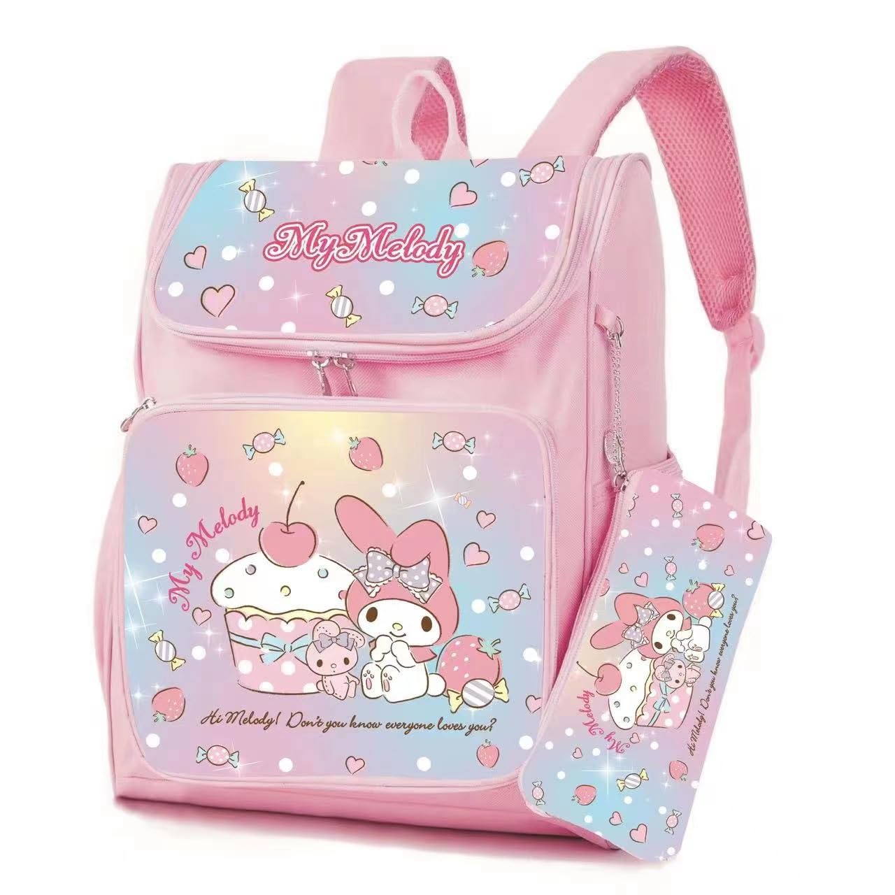 CGCHAONIKitty Melody Student School Bag - Cute Adjustable Children's Backpack for Girls - Ideal for Nursery, Primary School, and Back to School