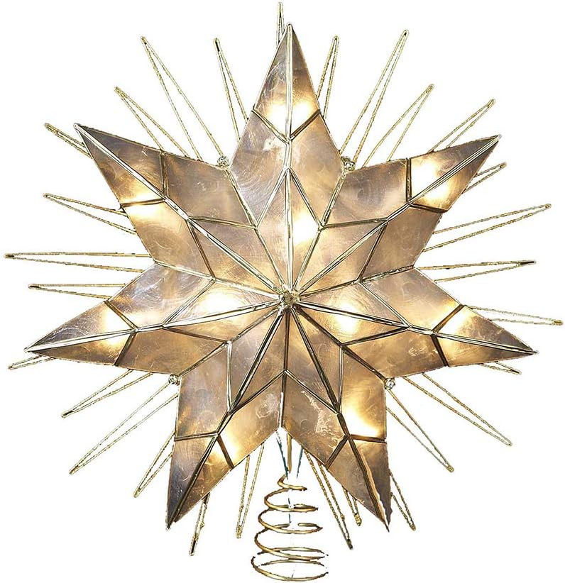70% Off Discount Kurt Adler 14 7-Point Natural Capiz Star Lighted Treetop