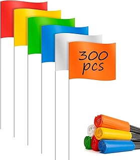 Marking Flags Marker Flags for Lawn 50 Pack, IKAYAS 4 * 5 * 15 Inch White PVC Small Yard Flags Yard Marking Flags Lawn Flags, Garden Flags, Survey Flags, Yard Markers, Irrigation Flags, landscape flag