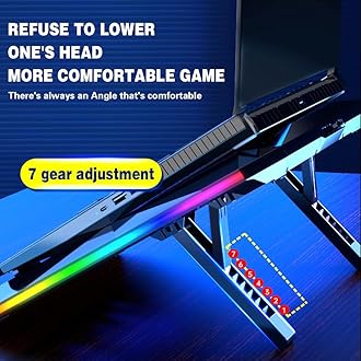 0TO1 TECH Laptop Cooling, 8 Fan, 8 Core Fully Enclosed Cold Air Laptop Cooling, Ultra-Thin Notebook cooler, RGB LED Lights, 7 Speed Height Adjustment, Efficient Heat Dissipation, for 11-18Inch Laptop
