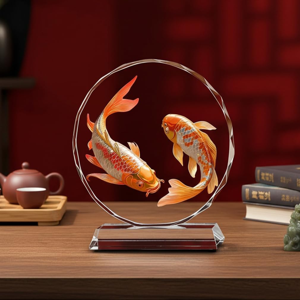 Sculpture Feng Shui en cristal, objet de decoration raffine pour un interieur harmonieux