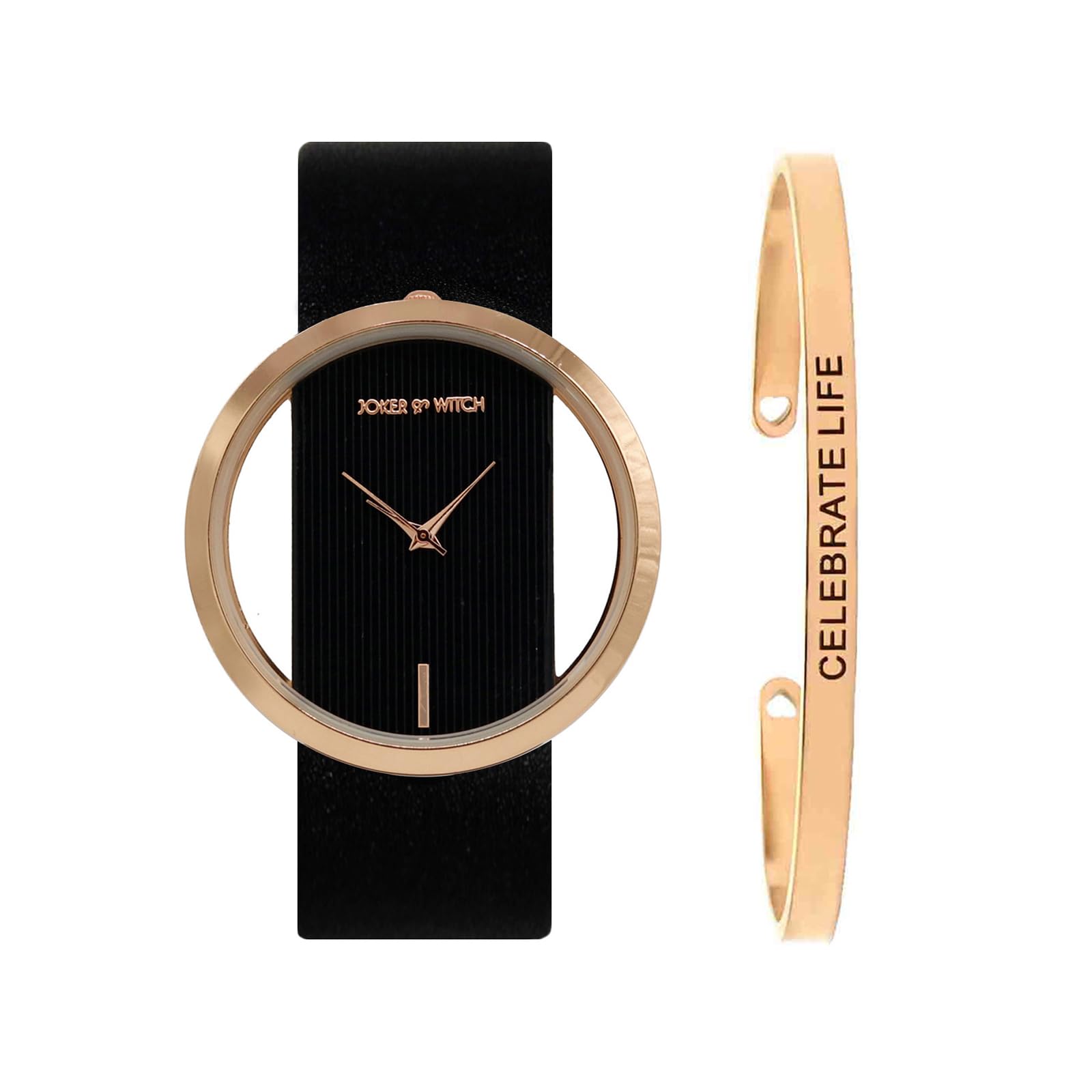 Joker & Witch Leather Women Emory Analog Watch Bracelet Stack, Black Dial, Black Band (B0C7L94HRM) Amazon Price History, Amazon Price Tracker