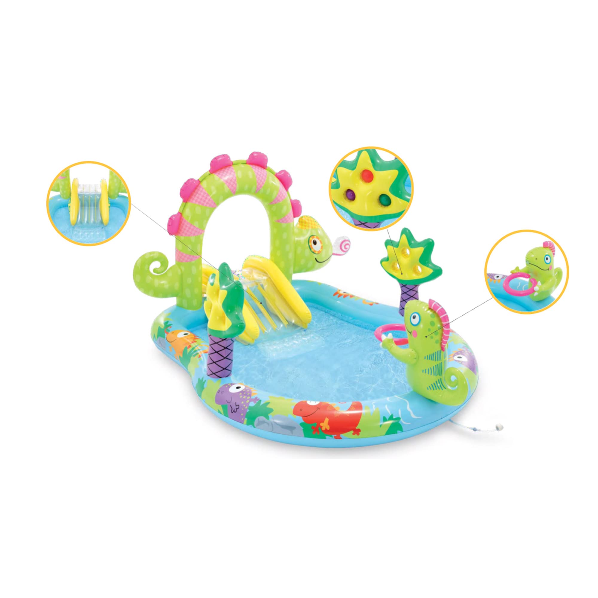 Intex 56129NP - Piscina Gonfiabile Play Center Iguana, Vinile, Multicolore, 157x170x132 cm