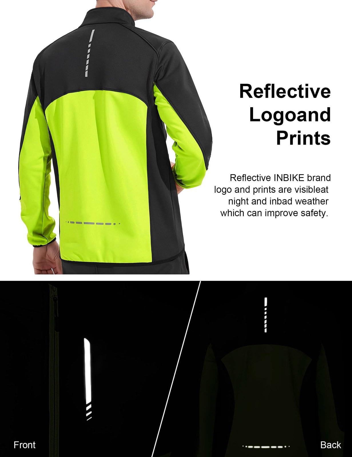 2026 Giacca Impermeabile Ciclismo Giacca Running Sportivo Softshell Caldo Antivento MTB Jogging Alpinismo Uomo Stand Up Collar Con 2 Tasche Verde & Grigio