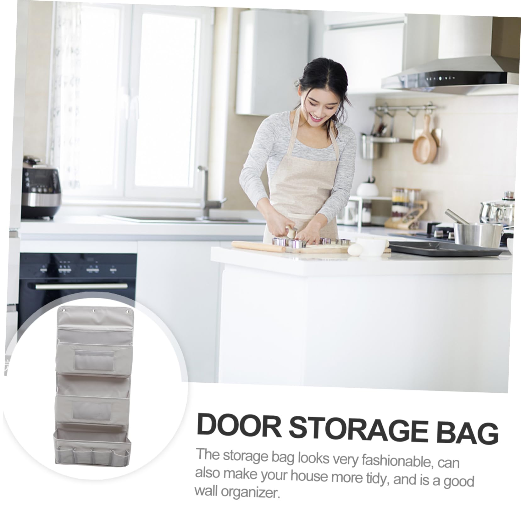 Mikikit Bolsa de Almacenamiento Colgante de 3 Capas Gris, Organizador de Pared de Tela, Resistente y Multifuncional, para Armario y Puerta, Adecuado para Dormitorio y Baño, Set Único