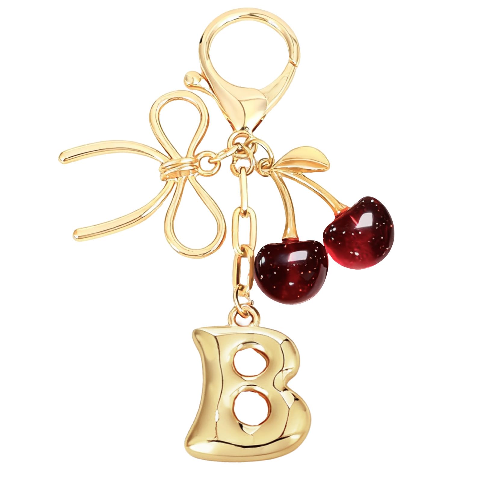 Snylcce Bubble Initial Schlüsselanhänger für Damen | A-Z Buchstaben Taschenanhänger mit Kirsch Erdbeer und Schmetterlingsanhängern für Handtaschen Geldbörsen Rucksäcke
