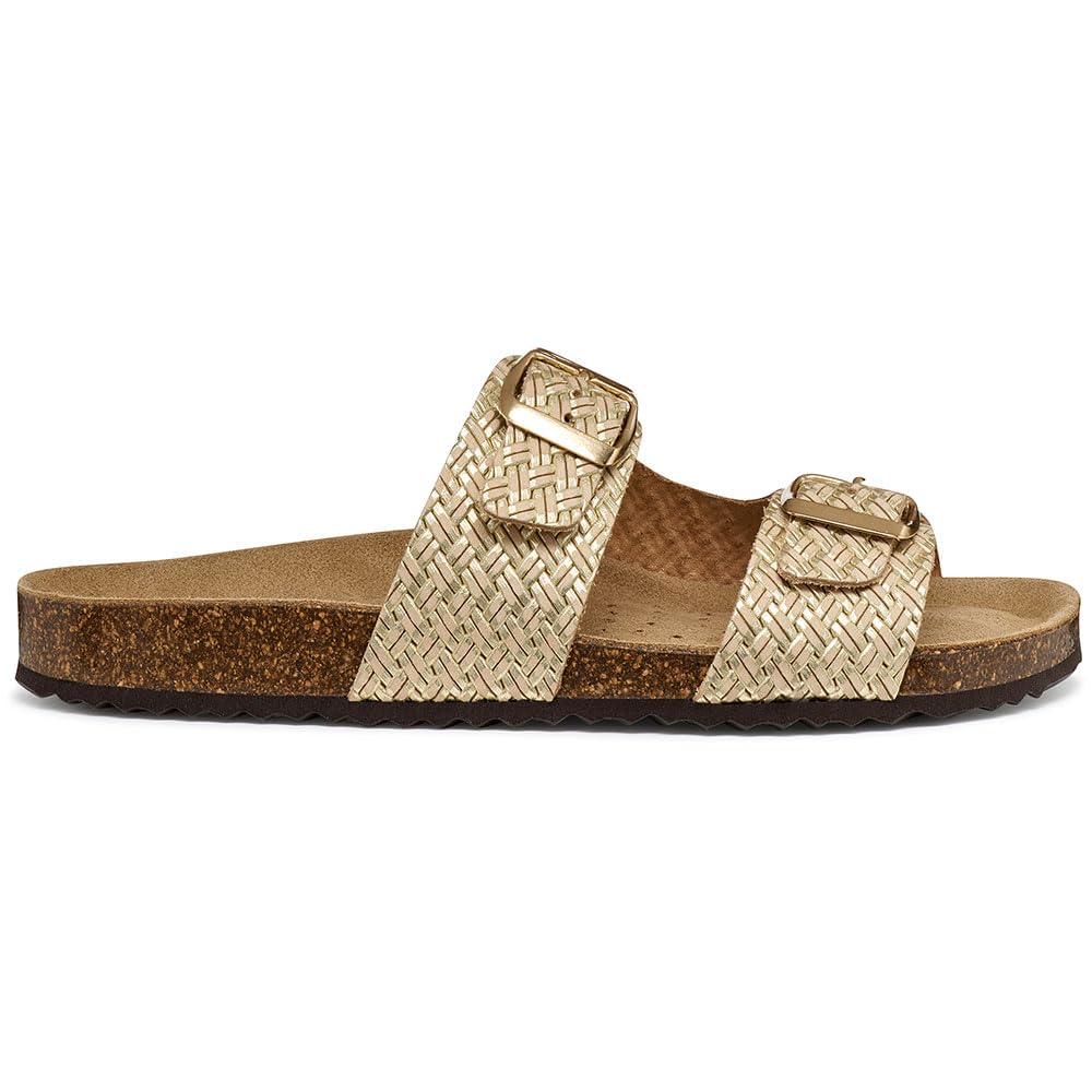 Geox Women D Brionia L Flat Sandal, Gold, 4 UK