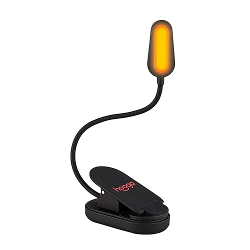 hooga Amber Book Light, Rechargeable Clip-On Blue Light Blocking LED