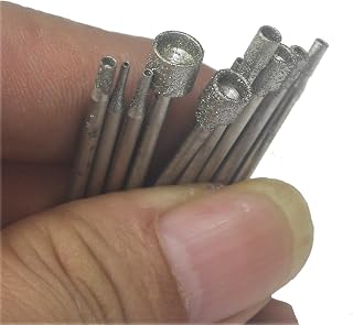 𝐋𝐮𝐨 𝐤𝐞 10 Pcs Hollow Cup Shape Diamond Burr Set, 3/32 Inch Shank Stone Carving Bits for Rotary Tools