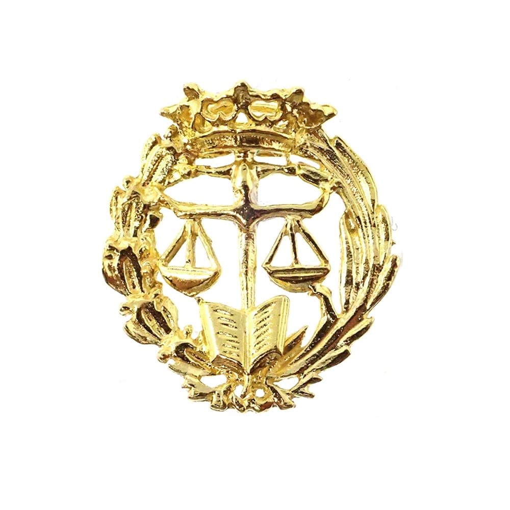 Insignia profesional Derecho escudo plata 925m Ley 18mm. pin chapado oro cierre trasero latón