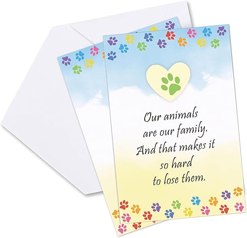Tarjetas de condolencias para mascotas con sobres, paquete de 2 tarjetas de felicitación de condolencias para perros, tarjetas de condolencias para