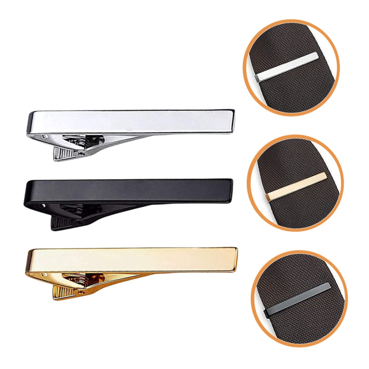 3 Pinzas para Corbata de Cobre, Clip de Corbata Regular para Hombre