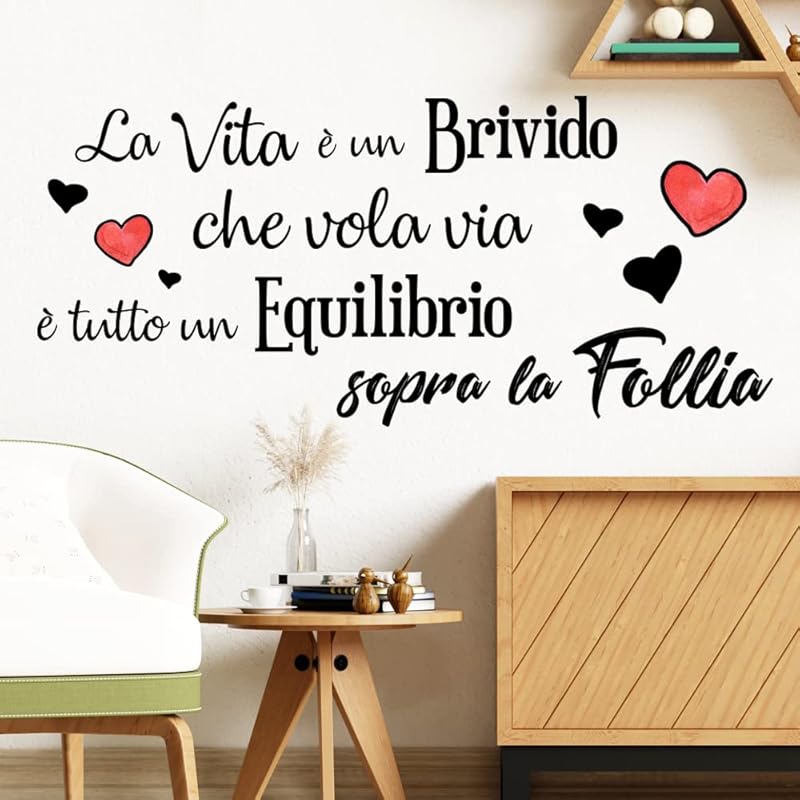 Adesivo Muro Con Frase 'La Vita è Un Brivido' - Wall Sticker Decorativo In Italiano Per Pareti - Foto 8