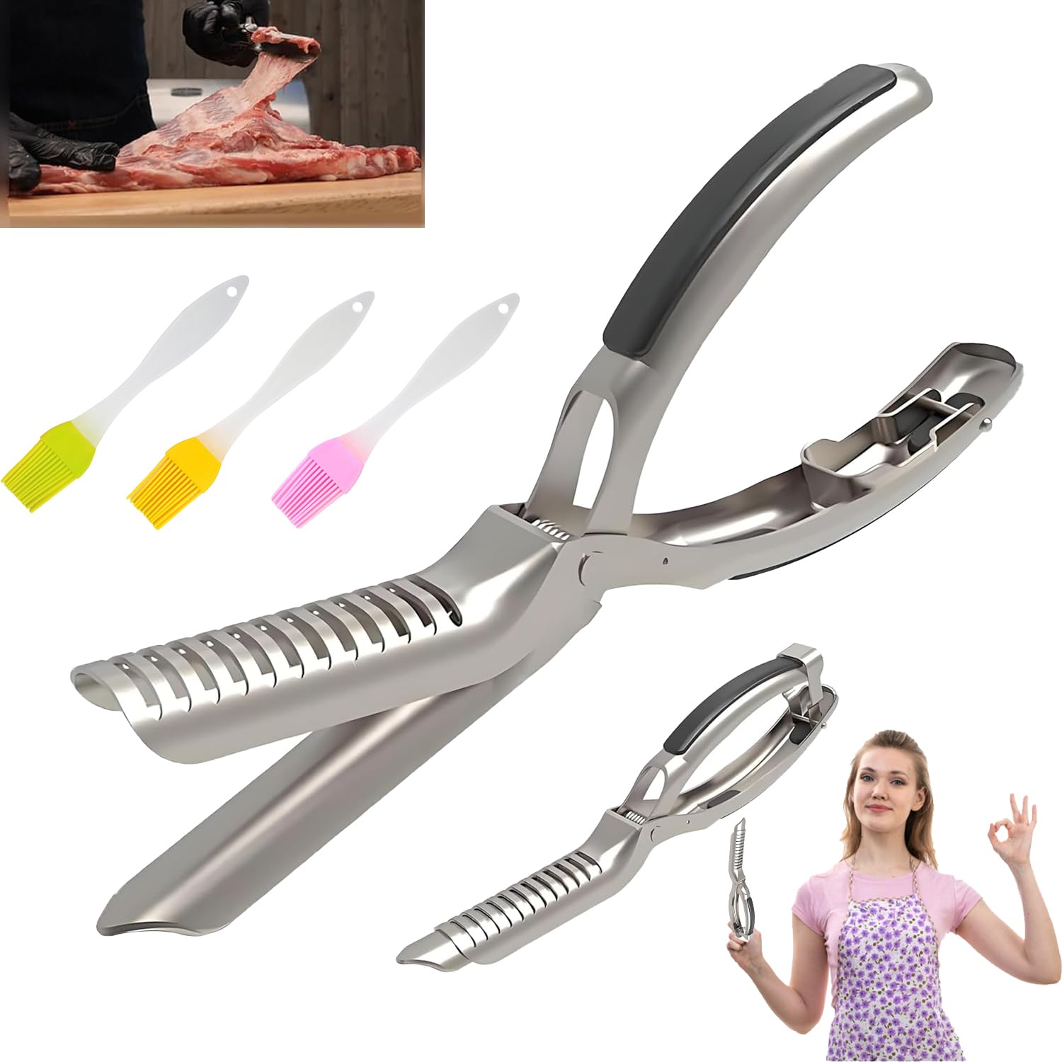 Rib Prep Pro, Stainless Steel Rib Membrane Removal Tool - Ergonomic, Rib Prep Tool Membrane Remover, Dishwasher Safe for Effortless BBQ, Brisket & Meat Preparation