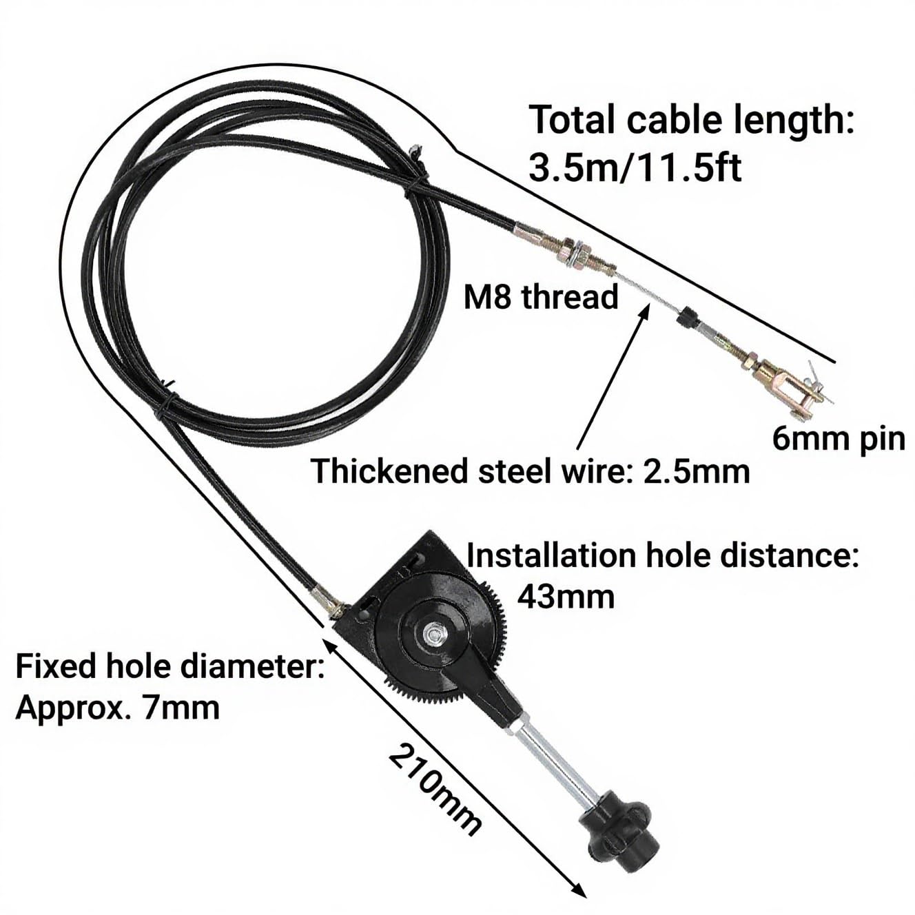 Excavator Handgas Pavone di Ricambio Controllo Motore Compatibile, 3,5 M, Materiale PU, Giunto in Acciaio Inossidabile, Flessibile, Durevole, Treno a Gas a Mano, Treno, Cavo