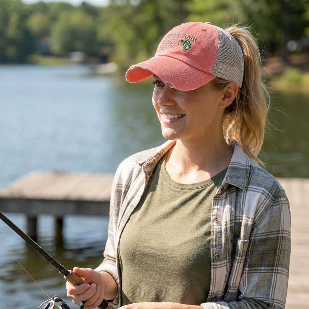 Speedy Pros Ponytail Cap Women's Baseball Cap Embroidered Fishing Hair Don't Care Embroidery Cotton