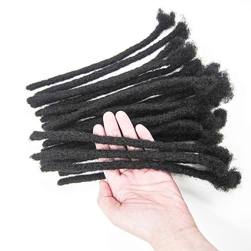 Miniatura 10 de Extensiones de rastas de cabello humano 100% real, de 0.1 in, 8 pulgadas, 10 hebras para hombres y mujeres, con cobertura de cabeza completa, hechas