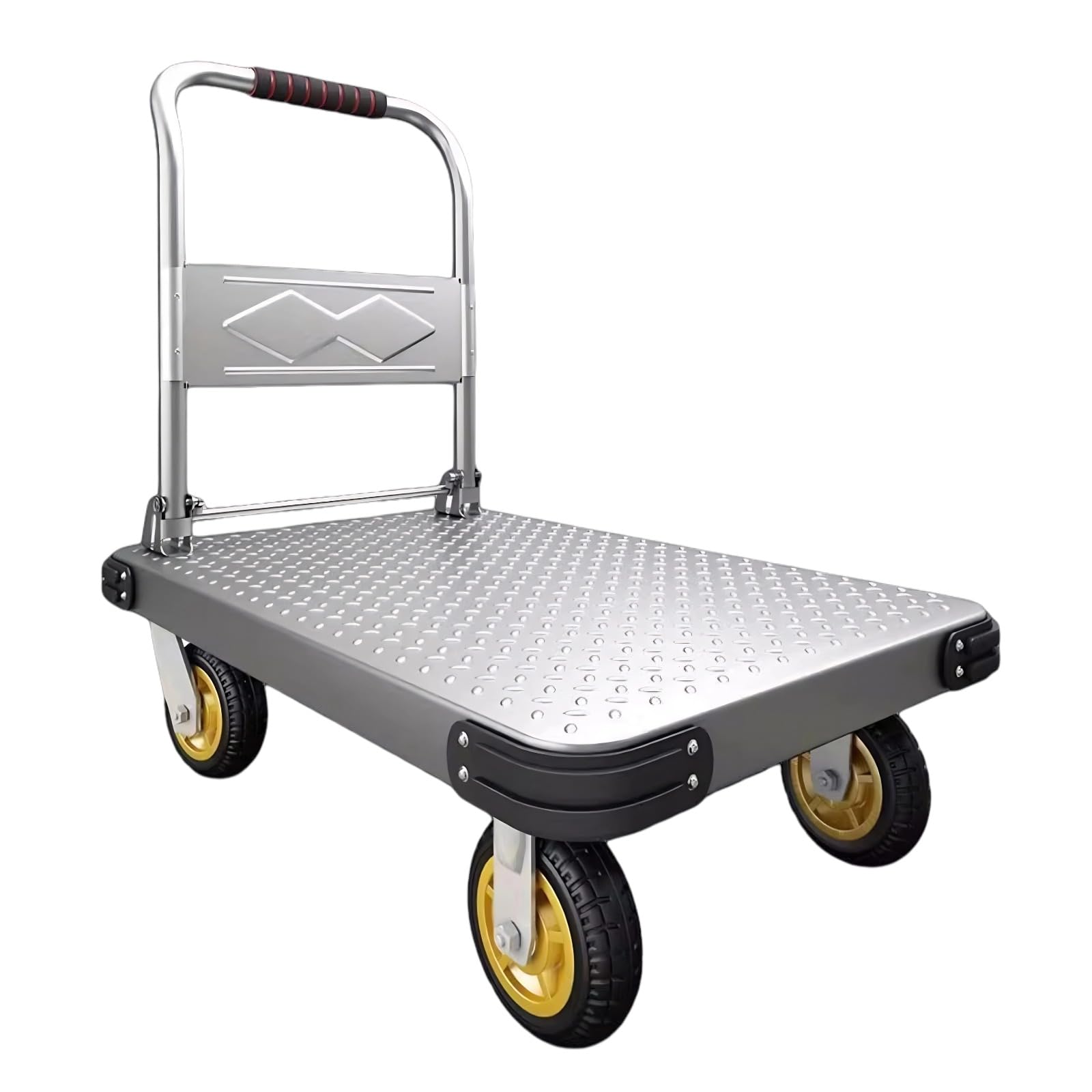 Schwerlast Klappbarer Plattformwagen – 500kg Tragkraft, Stahl transportwagen mit Rutschfester Plattform für Baustelle, Lager und Großgarten(Size:90x60cm)