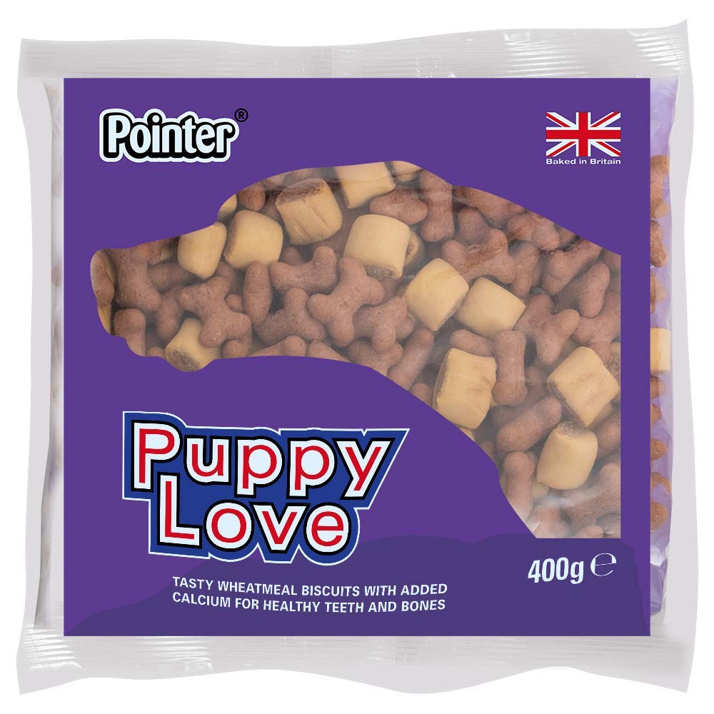 Pointer - Puppy Love Dog Treats, Oven Baked Dog Biscuits with Added Calcium, Perfect for Healthy Teeth and Bones, Variety, (6 x 400g) - 2.4kg