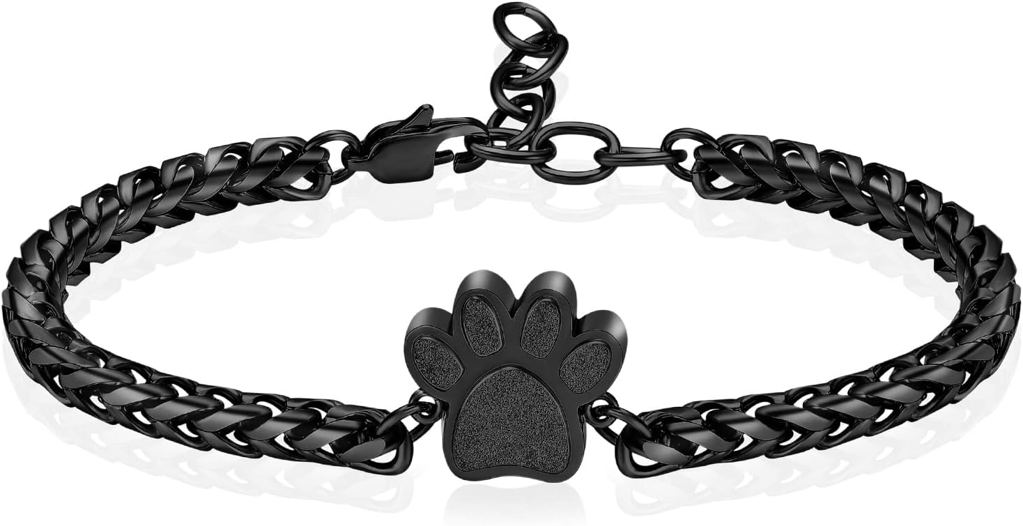 zeqingjw Urn Bracelet for Ashes Pendant Paw Print Pet Cremation Bangle Bracelet Memorial Keepsake Jewelry for Pet/Dog's/Cat's Ashes