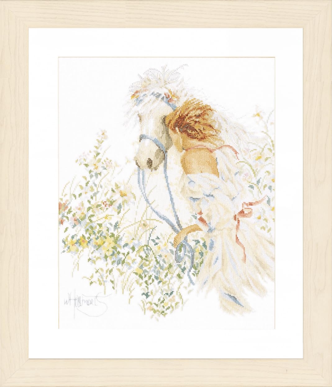 Lanarte Kreuzstich Stickpackung Pferd und Blumen – Wanddekoration