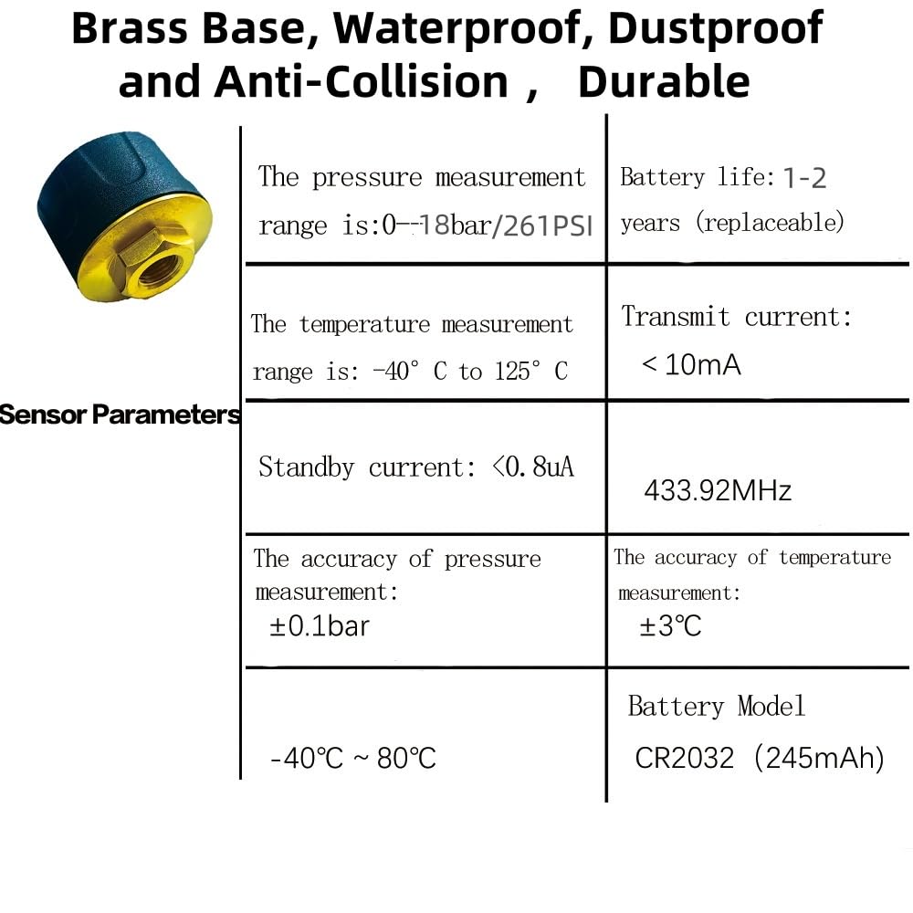 2024 Nuovo aggiornamento 18Bar/261PSI Heavy Truck Solar TPMS Tire Pressure Monitor 6 principali funzioni di allarme per il monitoraggio in tempo reale della pressione e della temperatura dei