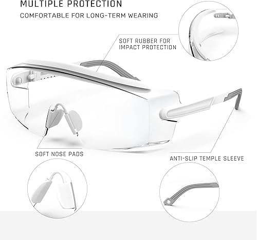 Miniatura 3 de MEIGIX Gafas de seguridad antivaho Gafas de seguridad sobre gafas protectoras con lentes antiarañazos ajustables