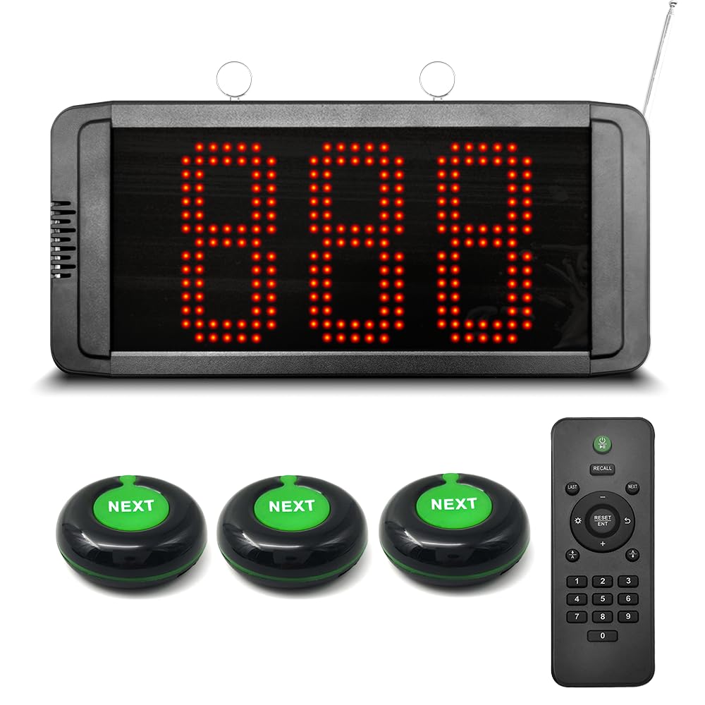 Eliminacode Display | Chiamata in Italiano | Schermo Ampliato | 3 Cifre Eliminacode, Elimina Code Digitale, Chiamta Numeri Fila (1 schermo + 3 pulsanti)
