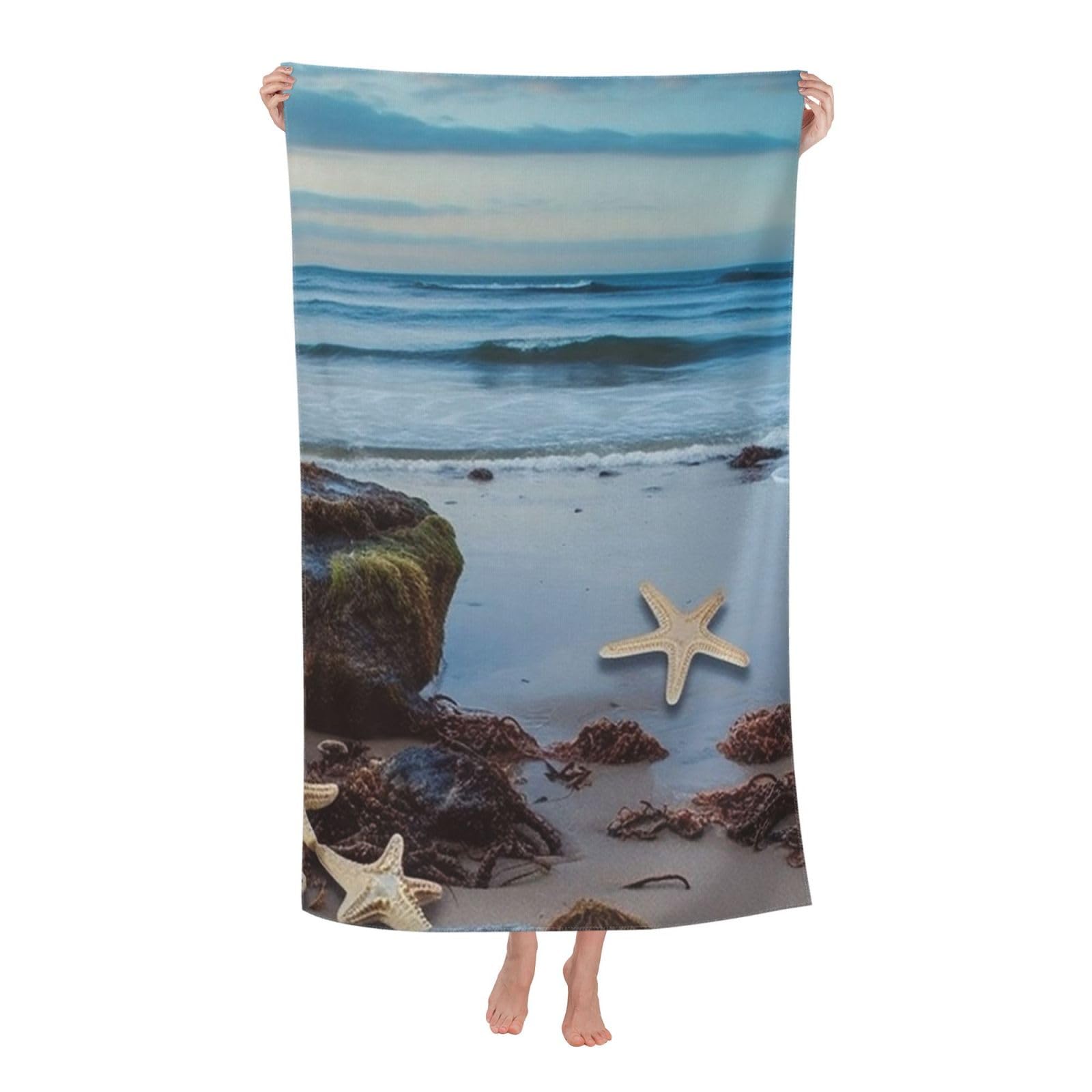 HLBSDM Starfish Lighthouse Beach Beach Towel 52 x 32 in Vacation Essentials Quick Dry Sand Free Pool Swim Towel Super Absorbent Bath Towels Oversized Gym Towels Travel Blanket Gift