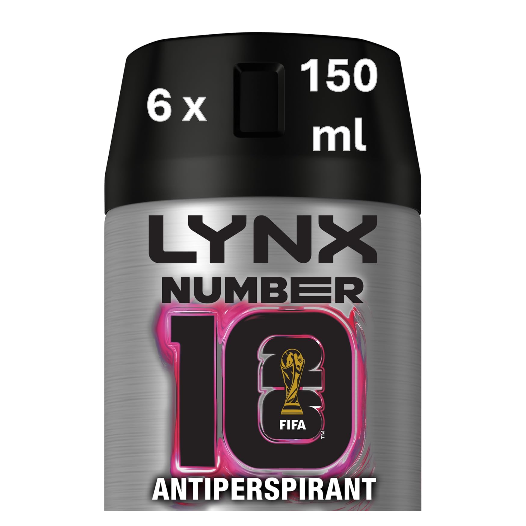 Lynx Limited Edition FIFA Number 10 Anti-Perspirant deodorant spray with marine essence & a citrus and watermelon scent for 72h protection with our anti-white marks & stains formula 150 ml - Pack of 6