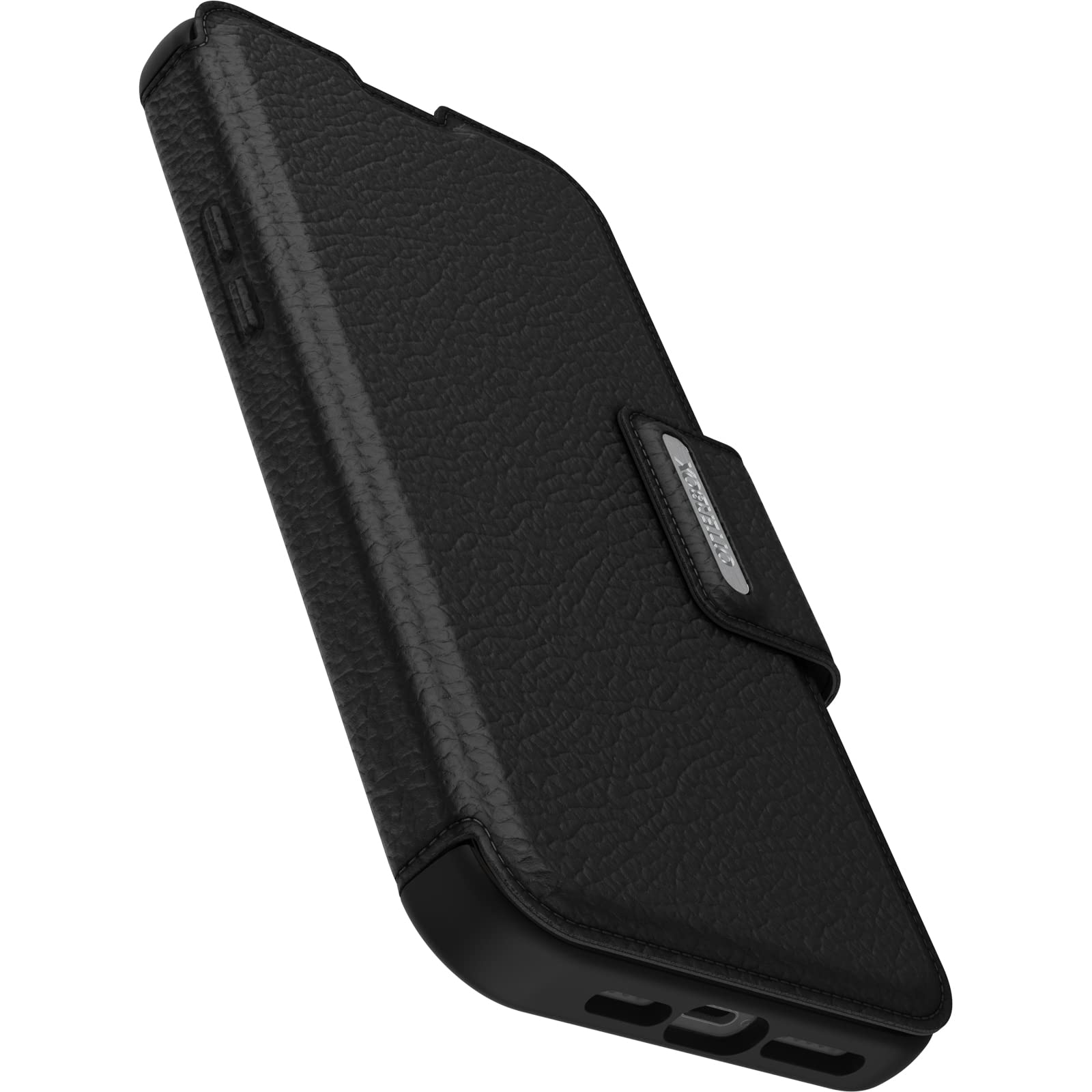 OtterBox Cover per iPhone 14 Pro Max Strada, resistente a shock e cadute, vero cuoio, 2 slot carte di credito, testata 3x vs norme MIL-STD 810G, Nero