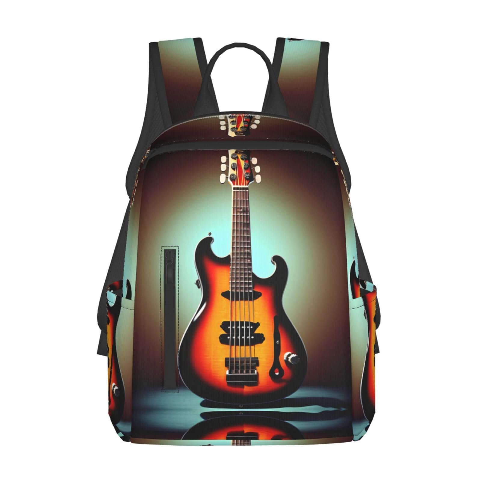 DRTGEDS Guitar Bass Music Musical Instrument Backpacks Lightweight Bookbag With 1 Main Compartment, Front Utility Pocket With Built