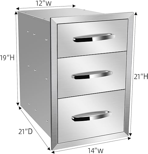 Miniatura 43 de Cajón individual para cocina al aire libre, 14 pulgadas de ancho x 8.5 pulgadas de alto x 23 pulgadas de profundidad, cajones de acceso de acero