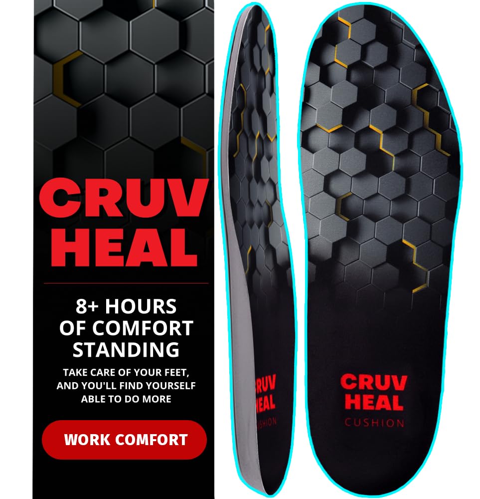 Sponsored Ad - (New) Work Comfort Orthotic Insoles - Anti Fatigue Shoe Insert Men Women - Low Arch Support - Shock Absorption - Foot Pain Relief - Work Boot Insoles (Black, L)