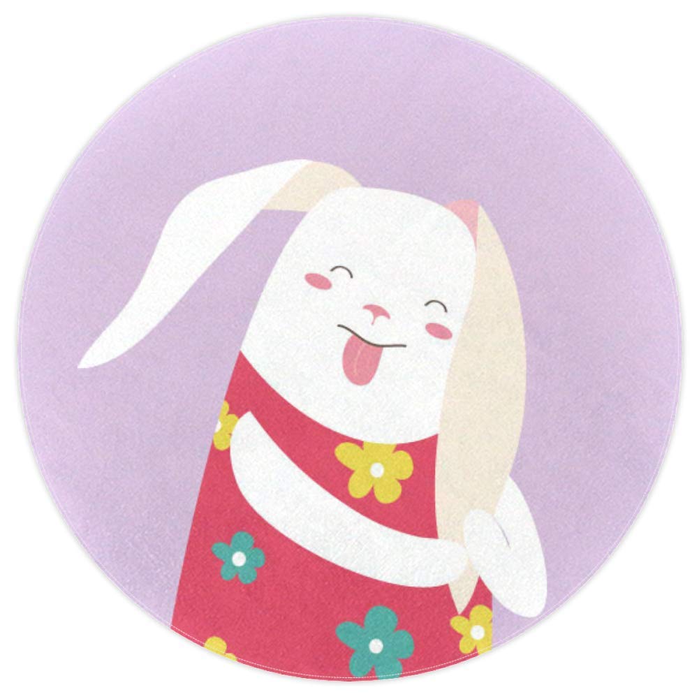 Tapis rond robe de fleurs doux antidérapant pour protéger les sols et éviter les glissades